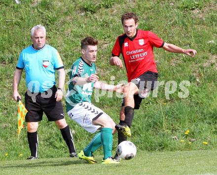 Fussball. Kaerntner Liga. Maria Saal gegen SV Feldkirchen/SV Oberglan. Bernhard Walzl (Maria Saal), Philipp Wisotzky (Feldkirchen). Maria Saal, 12.4.2014.
Foto: Kuess
---
pressefotos, pressefotografie, kuess, qs, qspictures, sport, bild, bilder, bilddatenbank