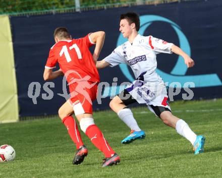 Fussball. Unterliga Ost. KAC 1909 gegen SG SAK Amateure. Niko Maric (KAC), Philip Michael Osina (SAK). Klagenfurt, 12.4.2014.
Foto: Kuess
---
pressefotos, pressefotografie, kuess, qs, qspictures, sport, bild, bilder, bilddatenbank