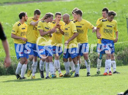 Fussball Unterliga Ost. St. Margarethen/Lav. gegen St. Michael/Lav.  Torjubel  (St. Michael). St. Margarethen/Lavanttal, am 12.4.2014.
Foto: Kuess
---
pressefotos, pressefotografie, kuess, qs, qspictures, sport, bild, bilder, bilddatenbank