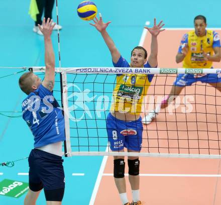 Volleyball Bundesliga. AVL Finalspiel. SK Aich/Dob gegen Hypo Tirol. Rok Satler, (Aich), Janis Peda (Tirol). Bleiburg, 12.4.2014.
Foto: Kuess
---
pressefotos, pressefotografie, kuess, qs, qspictures, sport, bild, bilder, bilddatenbank