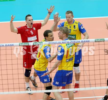 Volleyball Bundesliga. AVL Finalspiel. SK Aich/Dob gegen Hypo Tirol. Jubel (Aich). Bleiburg, 12.4.2014.
Foto: Kuess
---
pressefotos, pressefotografie, kuess, qs, qspictures, sport, bild, bilder, bilddatenbank