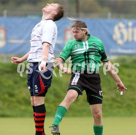 Fussball Unterliga Ost. Poggersdorf gegen St. Stefan/Lav.  Christian Fuiko,  (Poggersdorf), Guenther Feimuth (St. Stefan), Poggersdorf, am 13.4.2014.
Foto: Kuess
---
pressefotos, pressefotografie, kuess, qs, qspictures, sport, bild, bilder, bilddatenbank