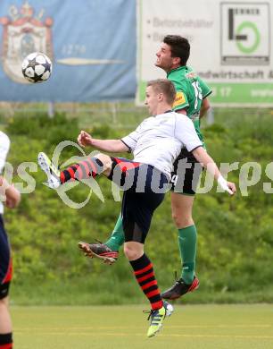 Fussball Unterliga Ost. Poggersdorf gegen St. Stefan/Lav. Christian Fuiko,  (Poggersdorf), Lukas Riegler (St. Stefan), Poggersdorf, am 13.4.2014.
Foto: Kuess
---
pressefotos, pressefotografie, kuess, qs, qspictures, sport, bild, bilder, bilddatenbank