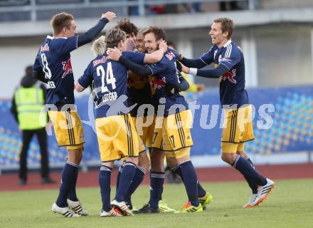 Fussball OEFB Cup. RZ Pellets WAC gegen FC Red Bull Salzburg. Torjubel Salzburg. Wolfsberg, am 16.4.2014.
Foto: Kuess

---
pressefotos, pressefotografie, kuess, qs, qspictures, sport, bild, bilder, bilddatenbank