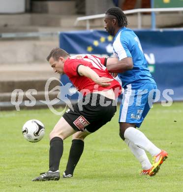 Fussball Kaerntner Liga. SG Annabichler Austria Amateure gegen Maria Saal.  Makanda Christian Mpaka,  (ASV), Tomislav Prekratic (Maria Saal). Annabichl am 21.4.2014.
Foto: Kuess
---
pressefotos, pressefotografie, kuess, qs, qspictures, sport, bild, bilder, bilddatenbank