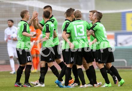 Fussball Regionalliga. RZ Pellets WAC gegen Pasching. Torjubel   (Pasching). Wolfsberg, am 20.4.2014.
Foto: Kuess
---
pressefotos, pressefotografie, kuess, qs, qspictures, sport, bild, bilder, bilddatenbank