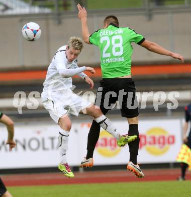 Fussball Regionalliga. RZ Pellets WAC gegen Pasching. Kevin Vaschauner,  (WAC), Duje Caleta-Car  (Pasching). Wolfsberg, am 20.4.2014.
Foto: Kuess
---
pressefotos, pressefotografie, kuess, qs, qspictures, sport, bild, bilder, bilddatenbank