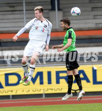 Fussball Regionalliga. RZ Pellets WAC gegen Pasching. Kevin Vaschauner,  (WAC), Ali Hamdemir (Pasching). Wolfsberg, am 20.4.2014.
Foto: Kuess
---
pressefotos, pressefotografie, kuess, qs, qspictures, sport, bild, bilder, bilddatenbank