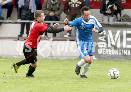 Fussball Kaerntner Liga. SG Annabichler Austria Amateure gegen Maria Saal.  Matthias Dollinger, (ASV), Zoran Jorgic (Maria Saal). Annabichl am 21.4.2014.
Foto: Kuess
---
pressefotos, pressefotografie, kuess, qs, qspictures, sport, bild, bilder, bilddatenbank