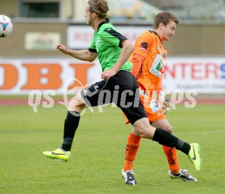 Fussball Regionalliga. RZ Pellets WAC gegen Pasching.  Max Friesacher, (WAC),  Lukas Moessner (Pasching). Wolfsberg, am 20.4.2014.
Foto: Kuess
---
pressefotos, pressefotografie, kuess, qs, qspictures, sport, bild, bilder, bilddatenbank