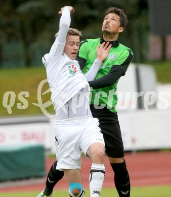 Fussball Regionalliga. RZ Pellets WAC gegen Pasching. Kevin Vaschauner,  (WAC), Marko Dusak (Pasching). Wolfsberg, am 20.4.2014.
Foto: Kuess
---
pressefotos, pressefotografie, kuess, qs, qspictures, sport, bild, bilder, bilddatenbank