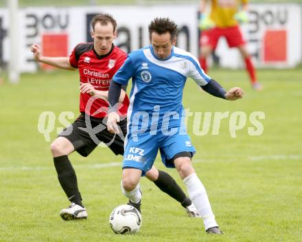 Fussball Kaerntner Liga. SG Annabichler Austria Amateure gegen Maria Saal.  Matthias Dollinger, (ASV), Martin Rauter Rauter (Maria Saal). Annabichl am 21.4.2014.
Foto: Kuess
---
pressefotos, pressefotografie, kuess, qs, qspictures, sport, bild, bilder, bilddatenbank