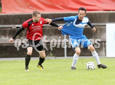Fussball Kaerntner Liga. SG Annabichler Austria Amateure gegen Maria Saal.  Matthias Dollinger, (ASV), Zoran Jorgic  (Maria Saal). Annabichl am 21.4.2014.
Foto: Kuess
---
pressefotos, pressefotografie, kuess, qs, qspictures, sport, bild, bilder, bilddatenbank