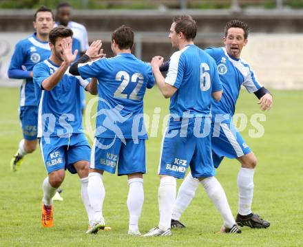 Fussball Kaerntner Liga. SG Annabichler Austria Amateure gegen Maria Saal.  Torjubel ASV. Annabichl am 21.4.2014.
Foto: Kuess
---
pressefotos, pressefotografie, kuess, qs, qspictures, sport, bild, bilder, bilddatenbank