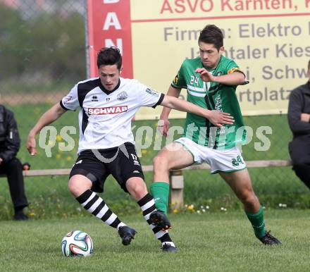 Fussball. Unterliga Ost. Kuehnsdorf gegen St. Stefan. Thorsten Wintschnig (Kuehnsdorf), Stephan Baumgartner (St. Stefan). Kuehnsdorf, 26. 4.2014.
Foto: Kuess
---
pressefotos, pressefotografie, kuess, qs, qspictures, sport, bild, bilder, bilddatenbank