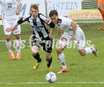 Fussball BUndesliga. RZ Pellets WAC gegen SK Puntigamer Sturm Graz. Dario Baldauf,  (WAC), Marc Andre Schmerboeck (Sturm). Wolfsberg, am 27.4.2014.
Foto: Kuess
---
pressefotos, pressefotografie, kuess, qs, qspictures, sport, bild, bilder, bilddatenbank