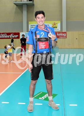 Volleyball Bundesliga. AVL Finalspiel. SK Aich/Dob gegen Hypo Tirol. Erik  Shoji (Tirol). Bleiburg, 26.4.2014.
Foto: Kuess 
---
pressefotos, pressefotografie, kuess, qs, qspictures, sport, bild, bilder, bilddatenbank