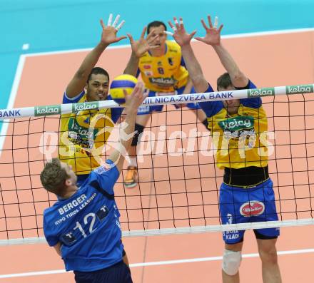 Volleyball Bundesliga. AVL Finalspiel. SK Aich/Dob gegen Hypo Tirol. De Sousa Sequeira Valdir, Hruska Michal (Aich). Bleiburg, 26.4.2014.
Foto: Kuess 
---
pressefotos, pressefotografie, kuess, qs, qspictures, sport, bild, bilder, bilddatenbank