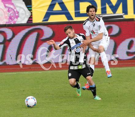 Fussball BUndesliga. RZ Pellets WAC gegen SK Puntigamer Sturm Graz. Ynclan Pajares Jacobo Maria, (WAC), David Schloffer  (Sturm). Wolfsberg, am 27.4.2014.
Foto: Kuess
---
pressefotos, pressefotografie, kuess, qs, qspictures, sport, bild, bilder, bilddatenbank