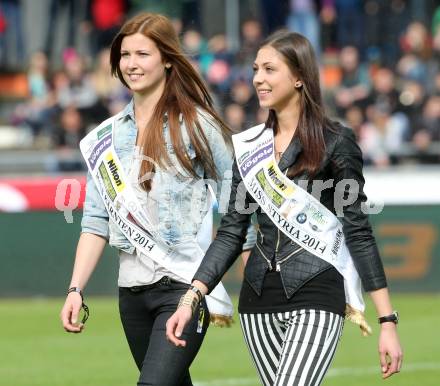 Fussball BUndesliga. RZ Pellets WAC gegen SK Puntigamer Sturm Graz. Miss Kaernten und Miss Steiermark. Wolfsberg, am 27.4.2014.
Foto: Kuess
---
pressefotos, pressefotografie, kuess, qs, qspictures, sport, bild, bilder, bilddatenbank