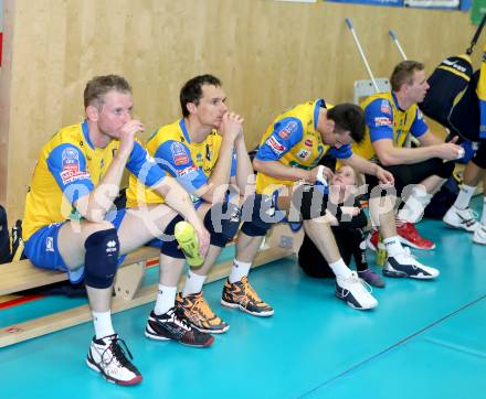 Volleyball Bundesliga. AVL Finalspiel. SK Aich/Dob gegen Hypo Tirol. Enttaeuscht (Aich). Bleiburg, 26.4.2014.
Foto: Kuess 
---
pressefotos, pressefotografie, kuess, qs, qspictures, sport, bild, bilder, bilddatenbank