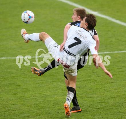 Fussball BUndesliga. RZ Pellets WAC gegen SK Puntigamer Sturm Graz. Dario Baldauf,  (WAC), Robert Beric (Sturm). Wolfsberg, am 27.4.2014.
Foto: Kuess
---
pressefotos, pressefotografie, kuess, qs, qspictures, sport, bild, bilder, bilddatenbank