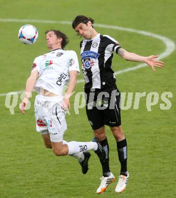 Fussball BUndesliga. RZ Pellets WAC gegen SK Puntigamer Sturm Graz. Christian Falk, (WAC), Nikola Vujadinovic  (Sturm). Wolfsberg, am 27.4.2014.
Foto: Kuess
---
pressefotos, pressefotografie, kuess, qs, qspictures, sport, bild, bilder, bilddatenbank