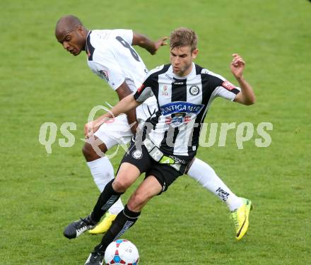 Fussball BUndesliga. RZ Pellets WAC gegen SK Puntigamer Sturm Graz. De Oliveira Silvio Carlos,  (WAC), Manuel Weber (Sturm). Wolfsberg, am 27.4.2014.
Foto: Kuess
---
pressefotos, pressefotografie, kuess, qs, qspictures, sport, bild, bilder, bilddatenbank