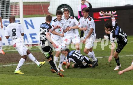 Fussball BUndesliga. RZ Pellets WAC gegen SK Puntigamer Sturm Graz. Joachim Standfest, Dario Baldauf, Christian Falk, (WAC), Robert Beric, Anel Hadzic, Nikola Vujadinovic (Sturm). Wolfsberg, am 27.4.2014.
Foto: Kuess
---
pressefotos, pressefotografie, kuess, qs, qspictures, sport, bild, bilder, bilddatenbank