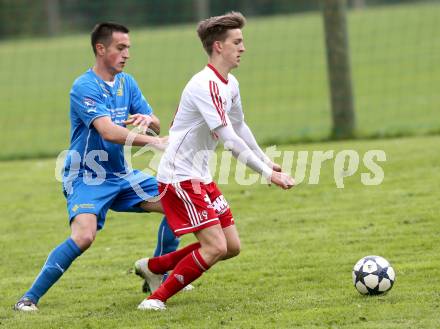 Fussball Unterliga Ost. DSG Sele Zell gegen Ludmannsdorf. Dragan Juric,  (Zell), Markus Partl (Ludmannsdorf). Zell, 1.5.2014.
Foto: Kuess
---
pressefotos, pressefotografie, kuess, qs, qspictures, sport, bild, bilder, bilddatenbank