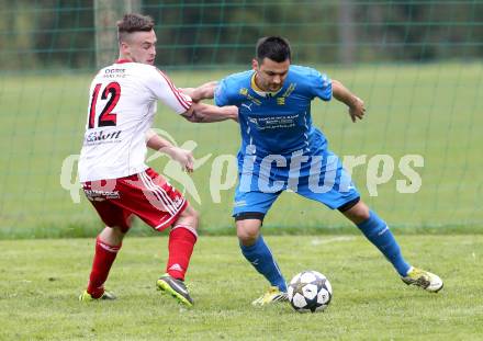 Fussball Unterliga Ost. DSG Sele Zell gegen Ludmannsdorf. Daniel Cumurdzic,  (Zell), Gerfried Einspieler (Ludmannsdorf). Zell, 1.5.2014.
Foto: Kuess
---
pressefotos, pressefotografie, kuess, qs, qspictures, sport, bild, bilder, bilddatenbank