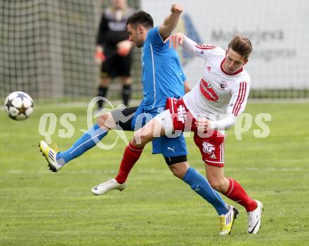 Fussball Unterliga Ost. DSG Sele Zell gegen Ludmannsdorf. Daniel Cumurdzic, (Zell), Markus Partl  (Ludmannsdorf). Zell, 1.5.2014.
Foto: Kuess
---
pressefotos, pressefotografie, kuess, qs, qspictures, sport, bild, bilder, bilddatenbank