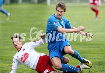 Fussball Unterliga Ost. DSG Sele Zell gegen Ludmannsdorf. Tomaz Kreutz, (Zell), Markus Partl (Ludmannsdorf). Zell, 1.5.2014.
Foto: Kuess
---
pressefotos, pressefotografie, kuess, qs, qspictures, sport, bild, bilder, bilddatenbank