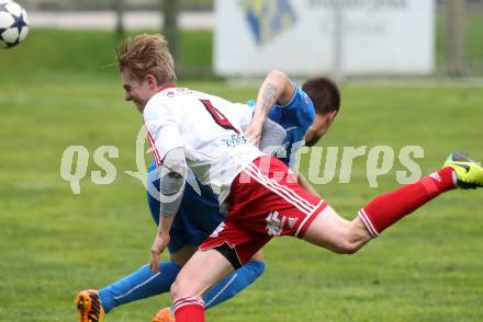 Fussball Unterliga Ost. DSG Sele Zell gegen Ludmannsdorf. Dejan Zadnikar,  (Zell), Martin Klemenjak (Ludmannsdorf). Zell, 1.5.2014.
Foto: Kuess
---
pressefotos, pressefotografie, kuess, qs, qspictures, sport, bild, bilder, bilddatenbank