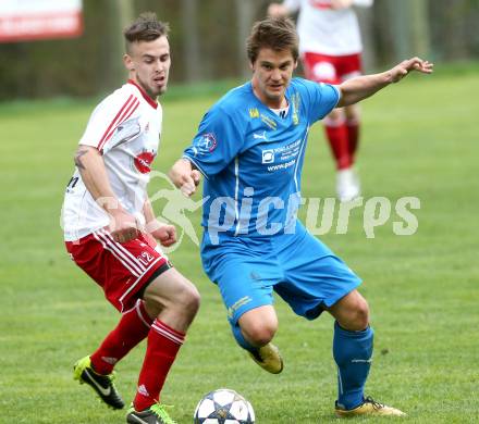 Fussball Unterliga Ost. DSG Sele Zell gegen Ludmannsdorf. Tomaz Kreutz, (Zell), Gerfried Einspieler  (Ludmannsdorf). Zell, 1.5.2014.
Foto: Kuess
---
pressefotos, pressefotografie, kuess, qs, qspictures, sport, bild, bilder, bilddatenbank