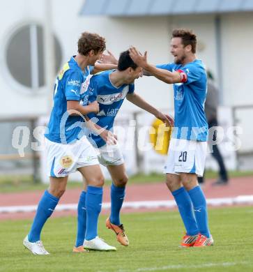 Fussball Regionalliga. VSV gegen Allerheiligen. Torjubel Moritz Guetz, Dejan Kecanovic, Michael Kirisits (VSV). Villach, 2.5.2014.
Foto: Kuess
---
pressefotos, pressefotografie, kuess, qs, qspictures, sport, bild, bilder, bilddatenbank