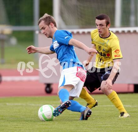 Fussball Regionalliga. VSV gegen Allerheiligen. Martin Trattnig,  (VSV),  Kushtrim Sahiti (Allerheiligen). Villach, 2.5.2014.
Foto: Kuess
---
pressefotos, pressefotografie, kuess, qs, qspictures, sport, bild, bilder, bilddatenbank