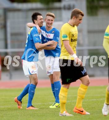 Fussball Regionalliga. VSV gegen Allerheiligen. Torjubel Dejan Kecanovic, Michael Ramusch (VSV). Villach, 2.5.2014.
Foto: Kuess
---
pressefotos, pressefotografie, kuess, qs, qspictures, sport, bild, bilder, bilddatenbank