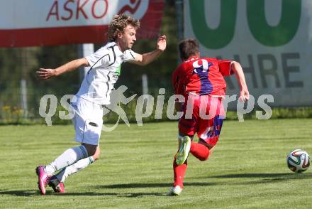 Fussball. Unterliga Ost. Ludmannsdorf gegen SG SAK Amateure 1b. Dejan Smeh (Ludmannsdorf), Tim Oman (SAK). Ludmannsdorf, 4.5.2014
Foto: Kuess
---
pressefotos, pressefotografie, kuess, qs, qspictures, sport, bild, bilder, bilddatenbank