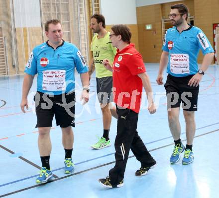 Handball Bundesliga. HC Kaernten gegen Fivers WAT Margareten. Michael Pontasch-Mueller,(HCK),  Schiedsrichter . Viktring, am 4.5.2014.
Foto: Kuess
---
pressefotos, pressefotografie, kuess, qs, qspictures, sport, bild, bilder, bilddatenbank