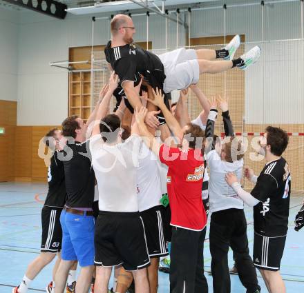 Handball Bundesliga. HC Kaernten gegen Fivers WAT Margareten. Jubel Margareten. Viktring, am 4.5.2014.
Foto: Kuess
---
pressefotos, pressefotografie, kuess, qs, qspictures, sport, bild, bilder, bilddatenbank