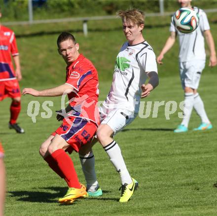 Fussball. Unterliga Ost. Ludmannsdorf gegen SG SAK Amateure 1b. Martin Klemenjak (Ludmannsdorf), Joze Kumprej (SAK). Ludmannsdorf, 4.5.2014
Foto: Kuess
---
pressefotos, pressefotografie, kuess, qs, qspictures, sport, bild, bilder, bilddatenbank