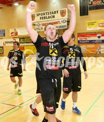 Handball HLA. SC Kelag Ferlach gegen HSG Raiffeisen Baernbach/Koeflach. 
Jubel Otmar Pusterhofer (Baernbach/Koeflach). Ferlach, am 9.5.2014.
Foto: Kuess 
---
pressefotos, pressefotografie, kuess, qs, qspictures, sport, bild, bilder, bilddatenbank