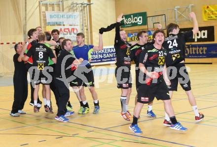 Handball HLA. SC Kelag Ferlach gegen HSG Raiffeisen Baernbach/Koeflach. 
Jubel Baernbach. Ferlach, am 9.5.2014.
Foto: Kuess 
---
pressefotos, pressefotografie, kuess, qs, qspictures, sport, bild, bilder, bilddatenbank