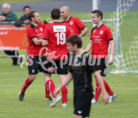 Fussball. Kaerntner Liga. Koettmannsdorf gegen Maria Saal. Torjubel  (Maria Saal). Koettmannsdorf, 11.5.2014.
Foto: Kuess
---
pressefotos, pressefotografie, kuess, qs, qspictures, sport, bild, bilder, bilddatenbank