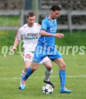 Fussball Unterliga Ost. DSG Sele Zell gege St. Michael/Bleiburg. Admir Hadzisulejmanovic (Zell), Bojan Kraker (St. Michael). Zell, am 11.5.2014.
Foto: Kuess
---
pressefotos, pressefotografie, kuess, qs, qspictures, sport, bild, bilder, bilddatenbank