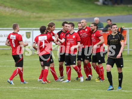 Fussball. Kaerntner Liga. Koettmannsdorf gegen Maria Saal. Torjubel  (Maria Saal). Koettmannsdorf, 11.5.2014.
Foto: Kuess
---
pressefotos, pressefotografie, kuess, qs, qspictures, sport, bild, bilder, bilddatenbank