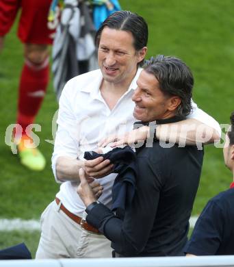 Fussball. OEFB Samsung Cup. Finale. Red Bull Salzburg gegen SKN St. Poelten. Trainer Roger Schmidt, (Salzburg), Trainer Gerald Baumgartner (St. Poelten). Klagenfurt, 18.6.2014.
Foto: Kuess
---
pressefotos, pressefotografie, kuess, qs, qspictures, sport, bild, bilder, bilddatenbank