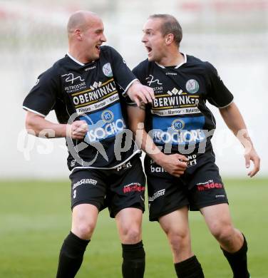 Fussball KFV Cup. Finale. SK Austria Klagenfurt gegen Lendorf. Torjubel Martin Morgenstern,  Mario Nagy (Lendorf). KLagenfurt, am 20.5.2014.
Foto: Kuess
---
pressefotos, pressefotografie, kuess, qs, qspictures, sport, bild, bilder, bilddatenbank