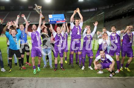 Fussball KFV Cup. Finale. SK Austria Klagenfurt gegen Lendorf. Jubel (Klagenfurt), (Lendorf). KLagenfurt, am 20.5.2014.
Foto: Kuess
---
pressefotos, pressefotografie, kuess, qs, qspictures, sport, bild, bilder, bilddatenbank